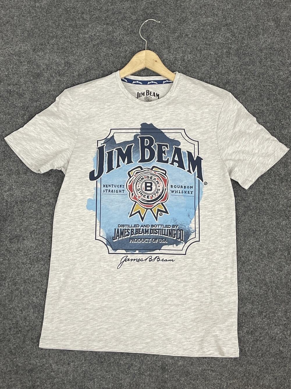 JIM BEAM Shirt Mens Small Bourbon Whiskey Drinking Tee Scotch Kentucky N39